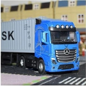 تریلی کانتینردار آبی مدل بنز آکتروس 1:50 Container Trailer Model Benz Actros_اسباب بازی